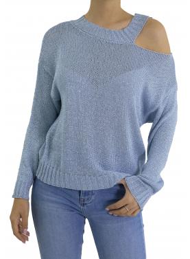 Maglia in lurex con dettaglio sulla spalla 